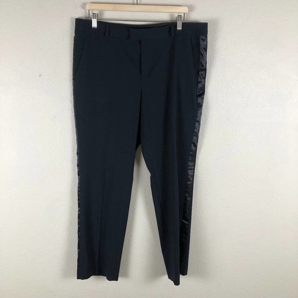 Banana Republic Pants Black Ryan Fit Contrast Side Stripe Trouser Size 14 - Picture 15 of 16